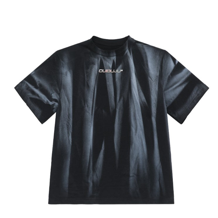 絞りメタルロゴデザイン半袖Tシャツ M423