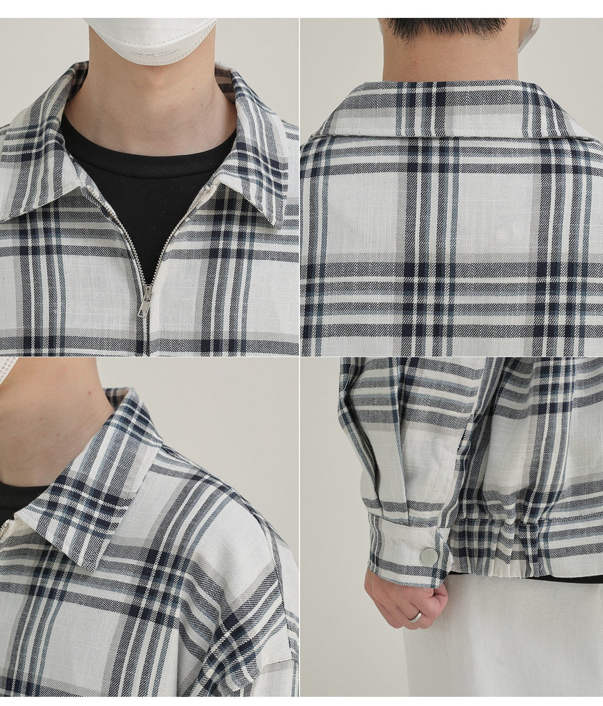 Jacket with check pattern zipper M8