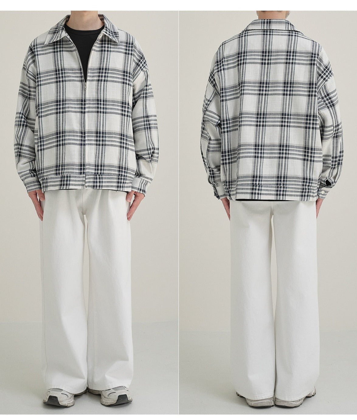 Jacket with check pattern zipper M8