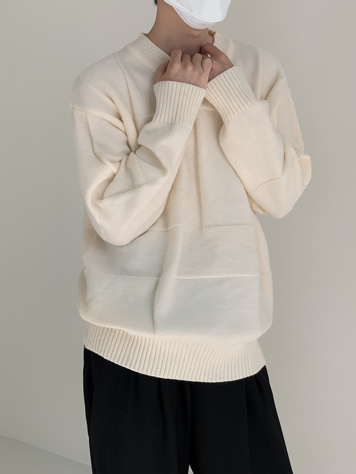 Lattice pattern knit sweater M42