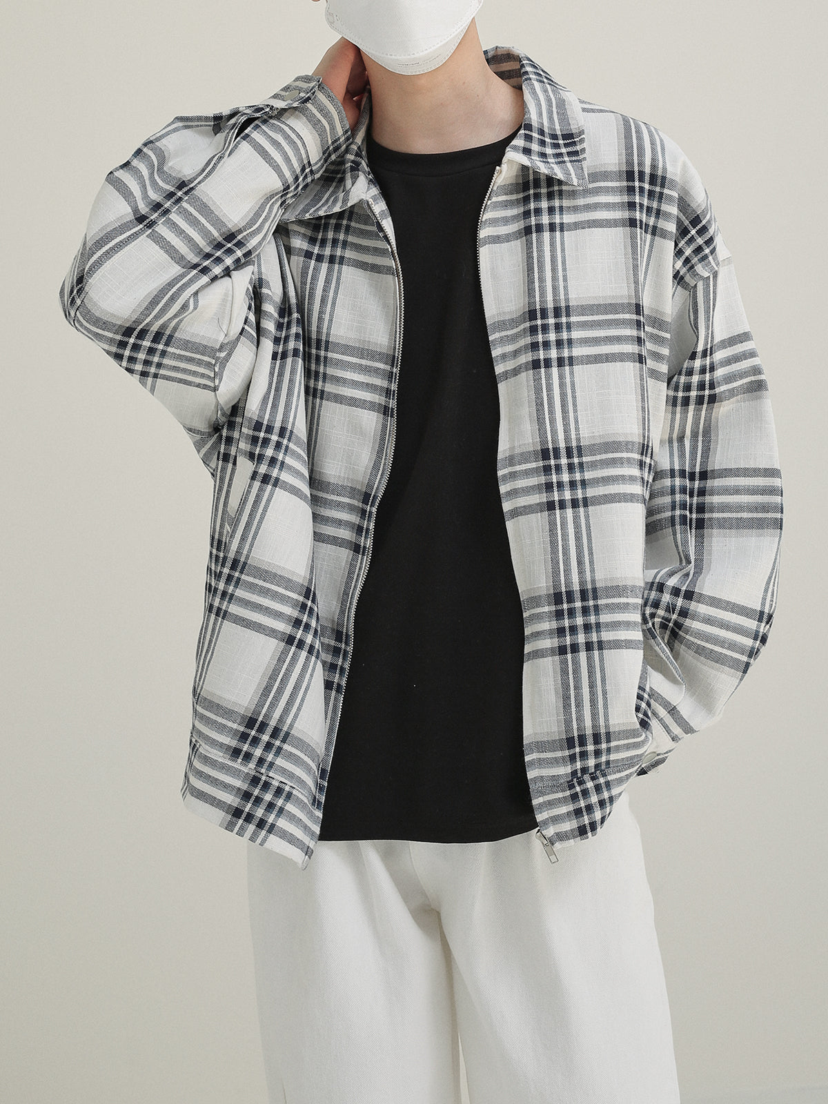 Jacket with check pattern zipper M8