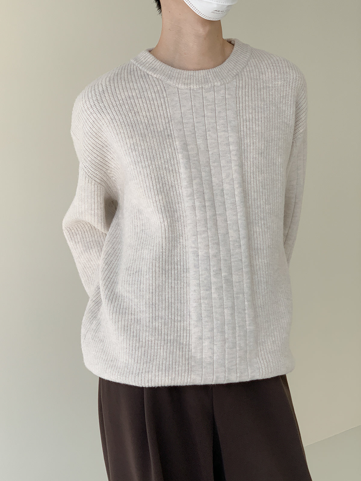Ribb neck knit with ribs M157