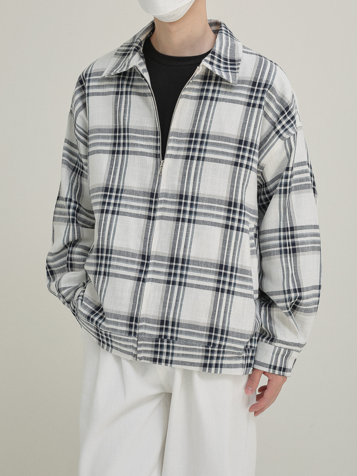 Jacket with check pattern zipper M8