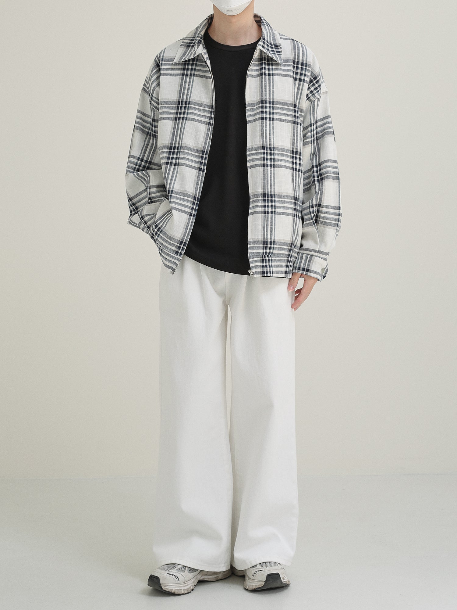 Jacket with check pattern zipper M8