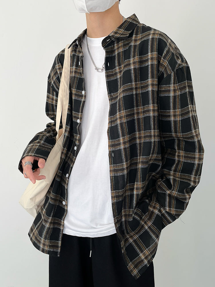 college style check shirt M301