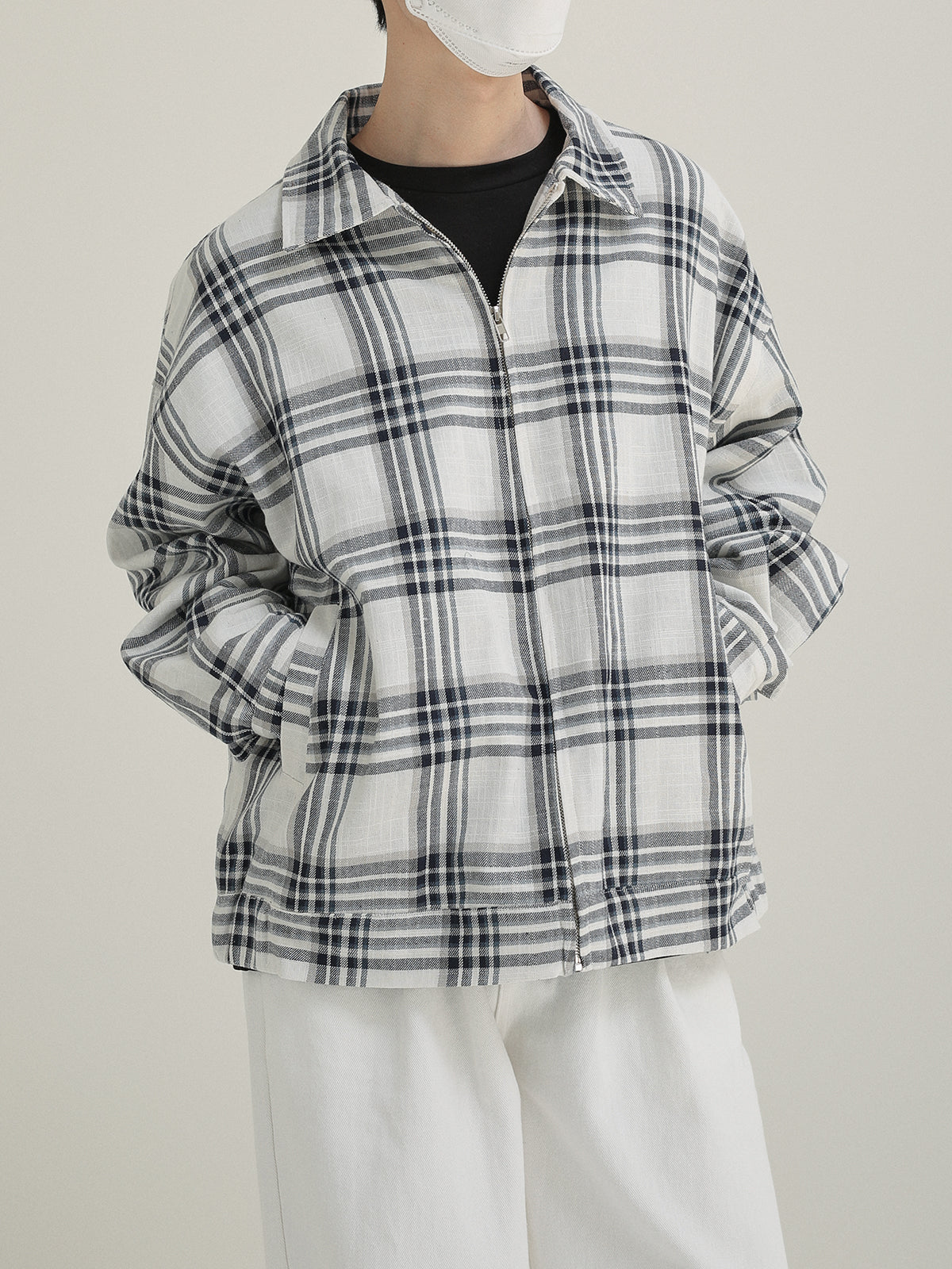 Jacket with check pattern zipper M8