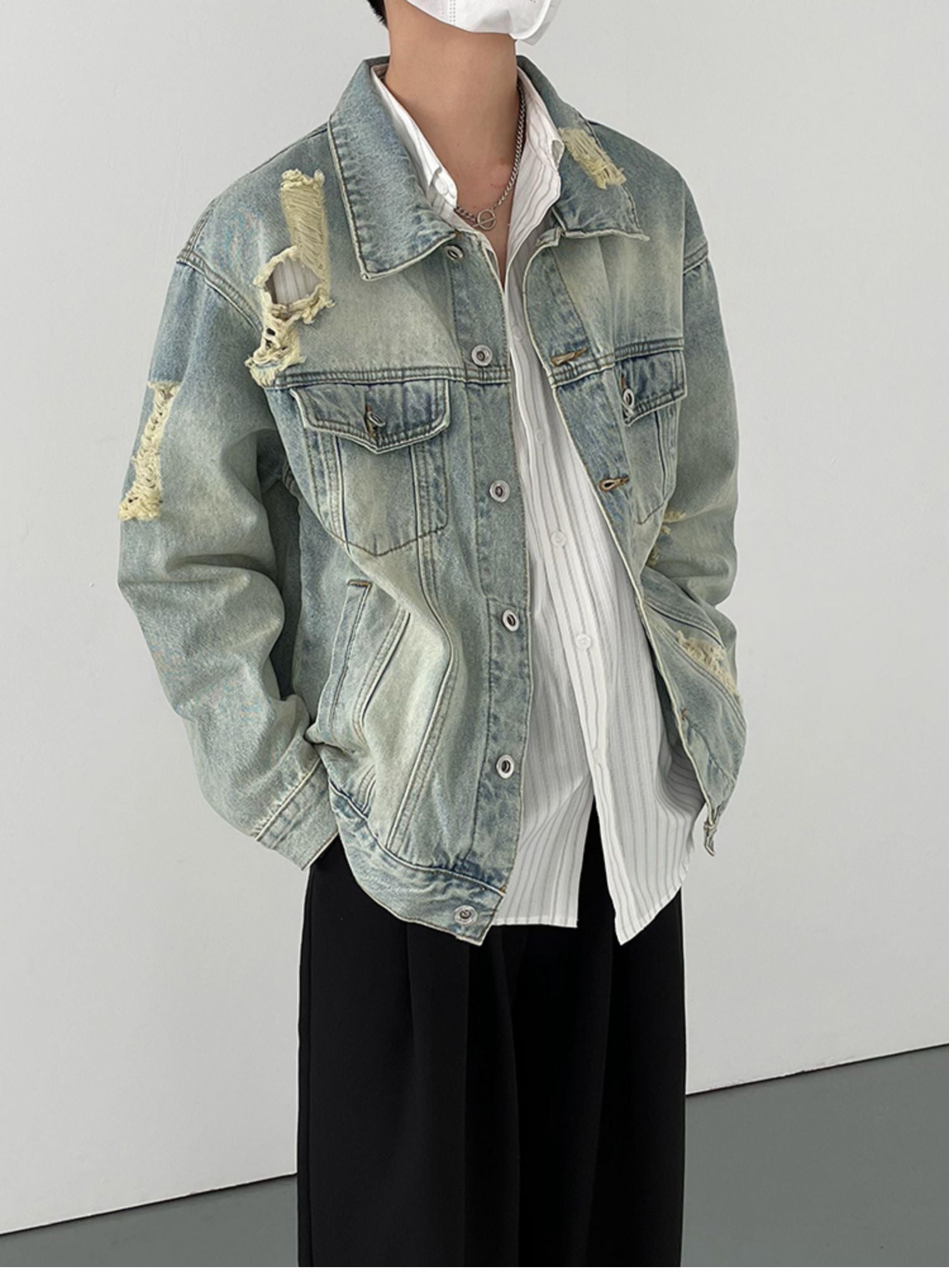 Damage processing denim jacket M67