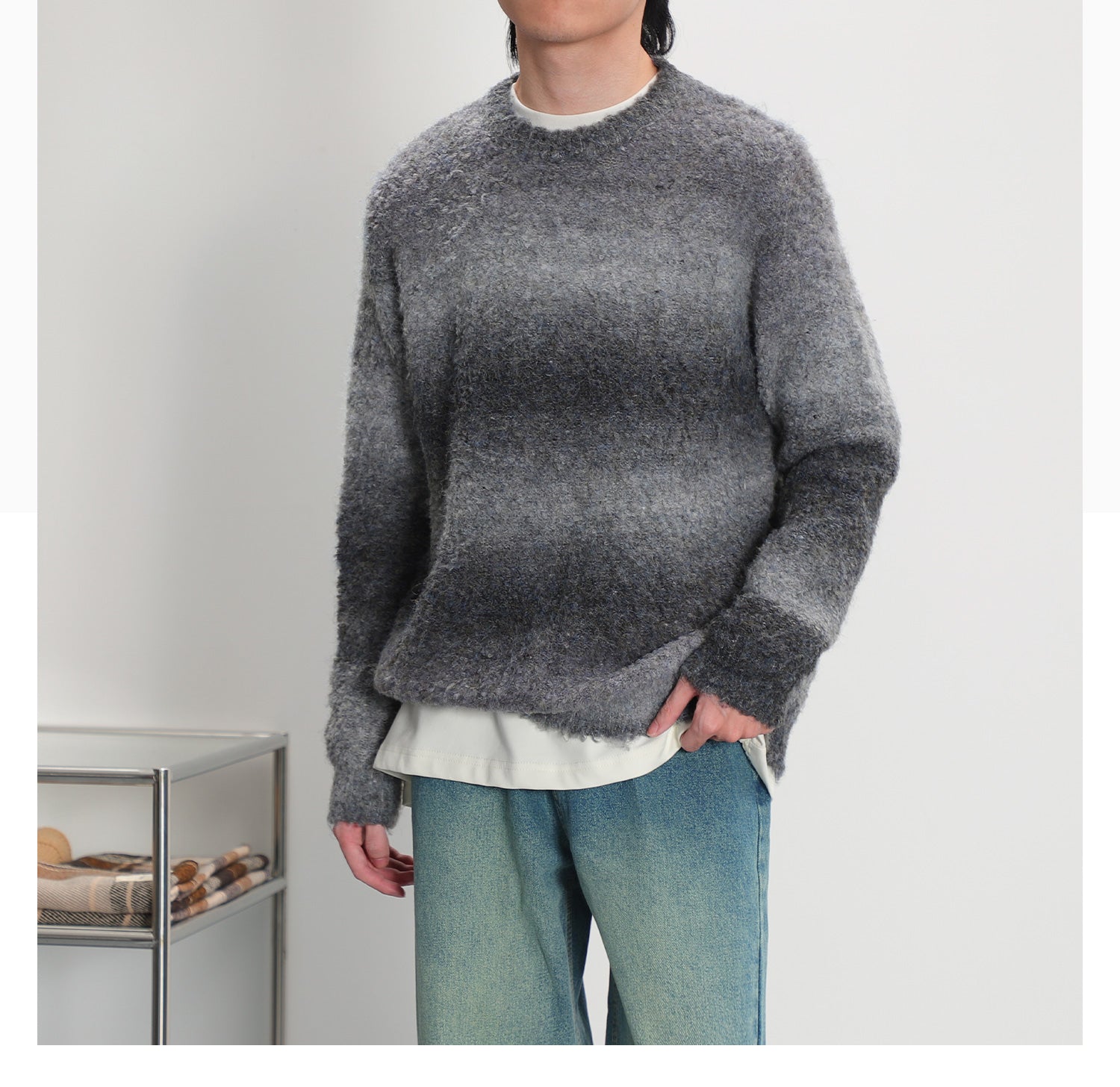 Color block knit sweater M75