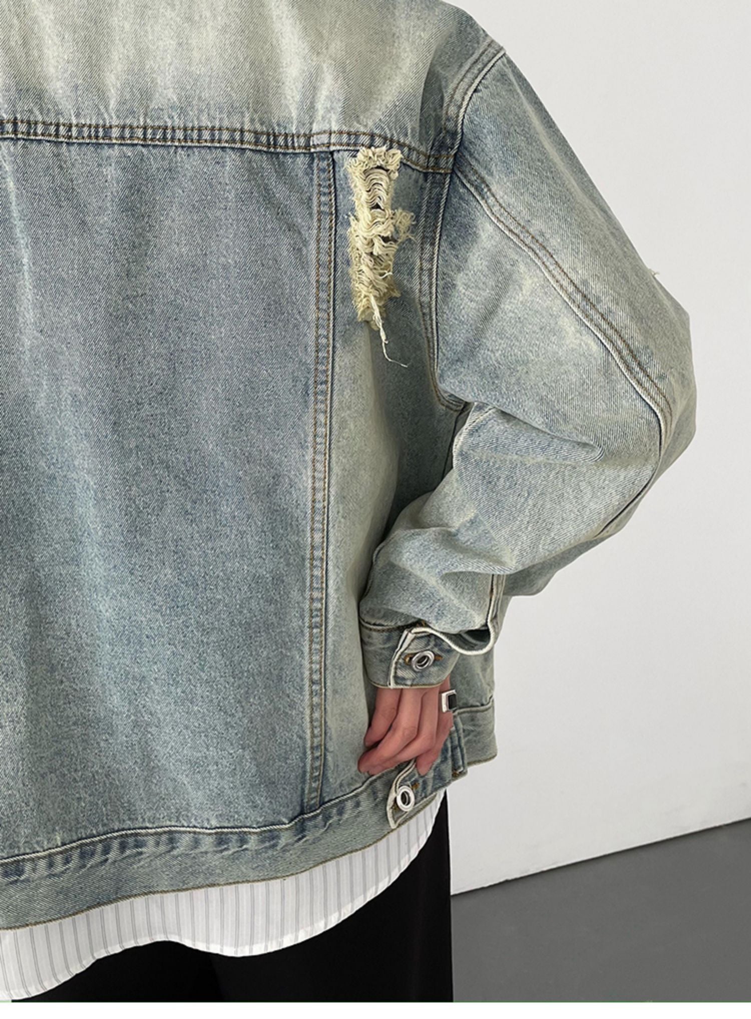 Damage processing denim jacket M67