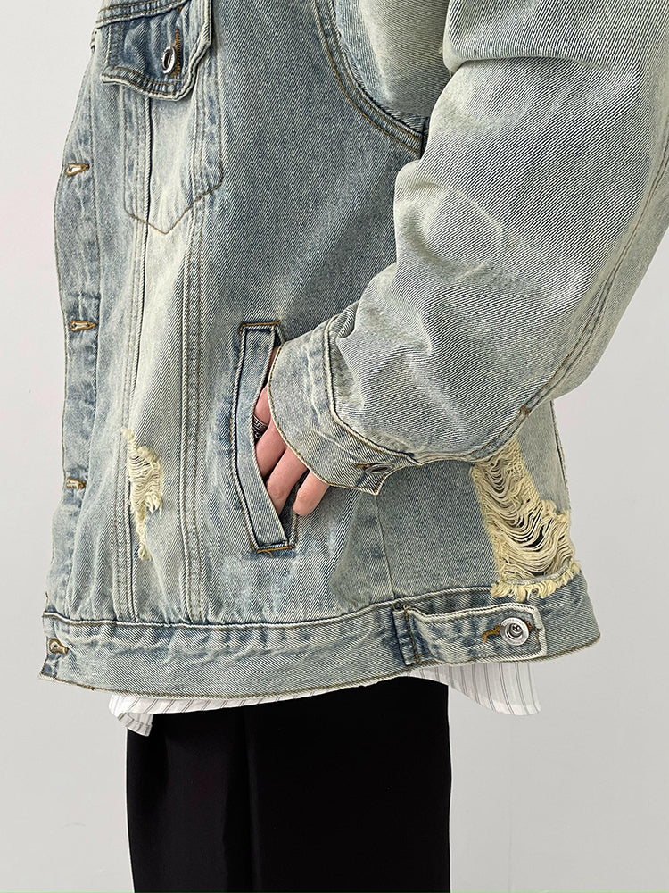 Damage processing denim jacket M67