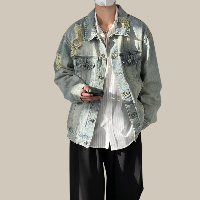 Damage processing denim jacket M67