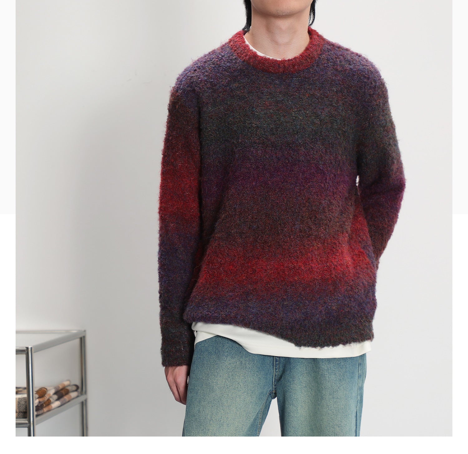 Color block knit sweater M75