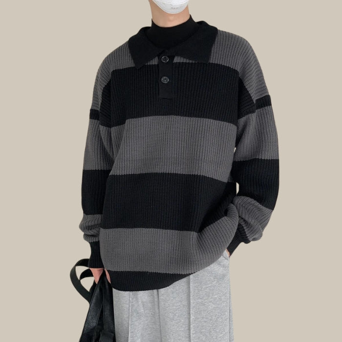 Stripe pattern knit sweater M43