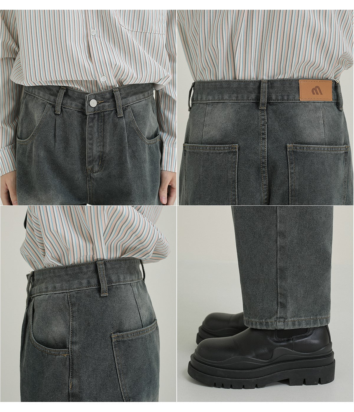 Vintage -style denim pants M177
