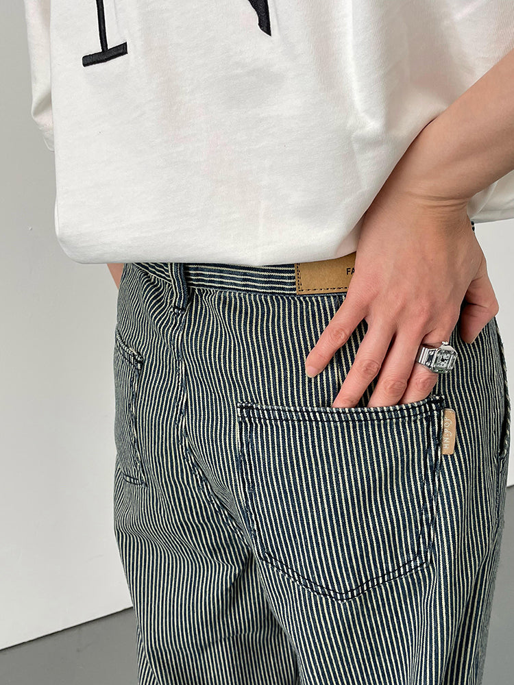 striped denim pants M314