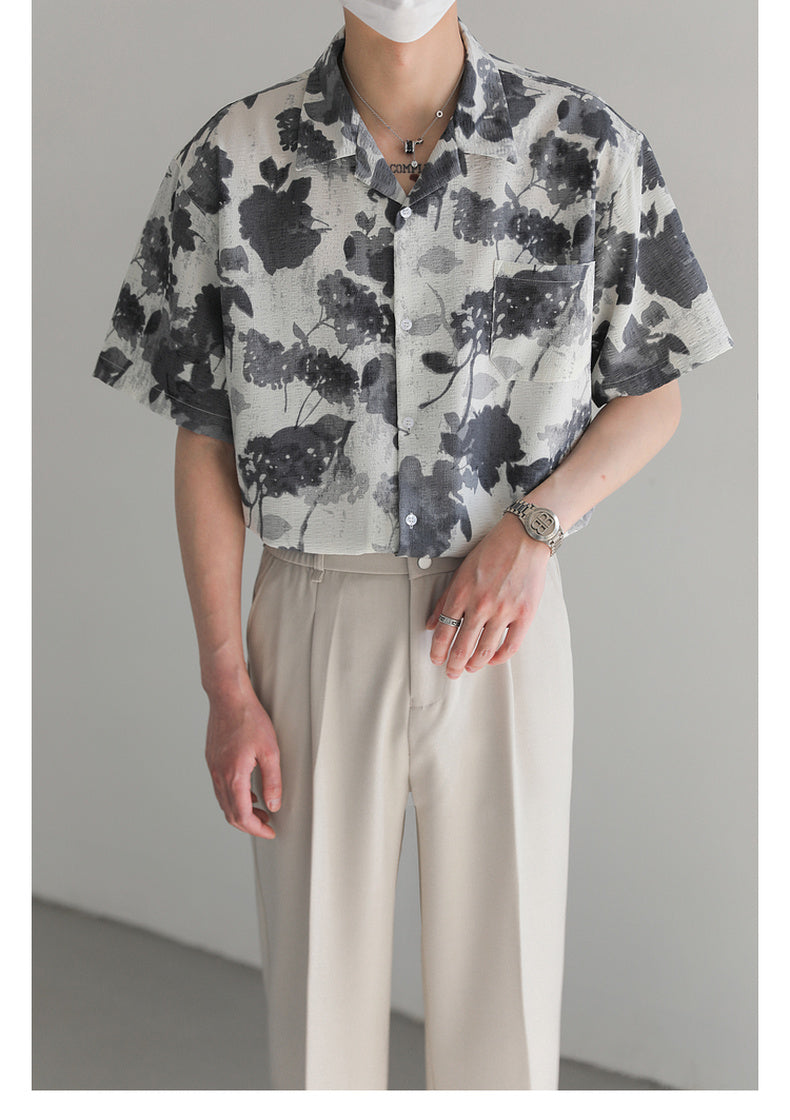 floral short sleeve shirt M307