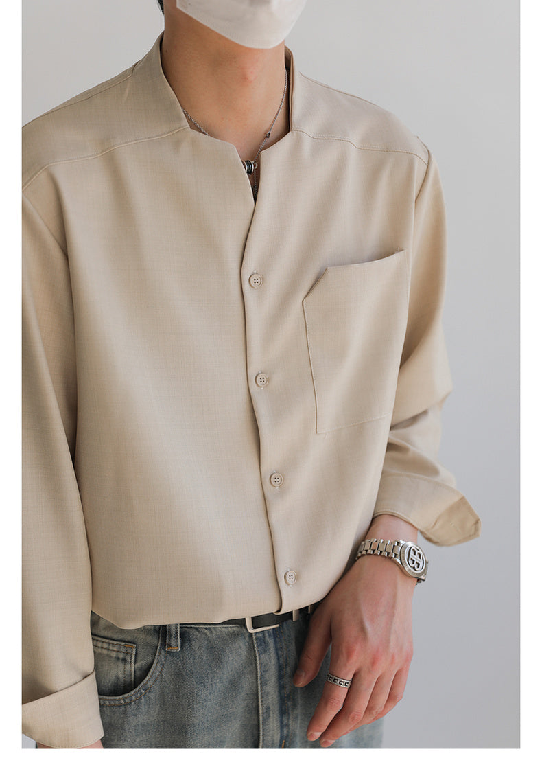 Collarless long sleeve shirt M245