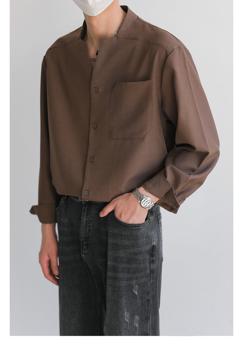 Collarless long sleeve shirt M245