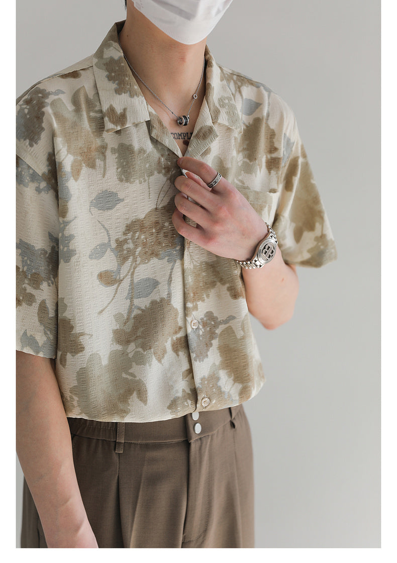 floral short sleeve shirt M307
