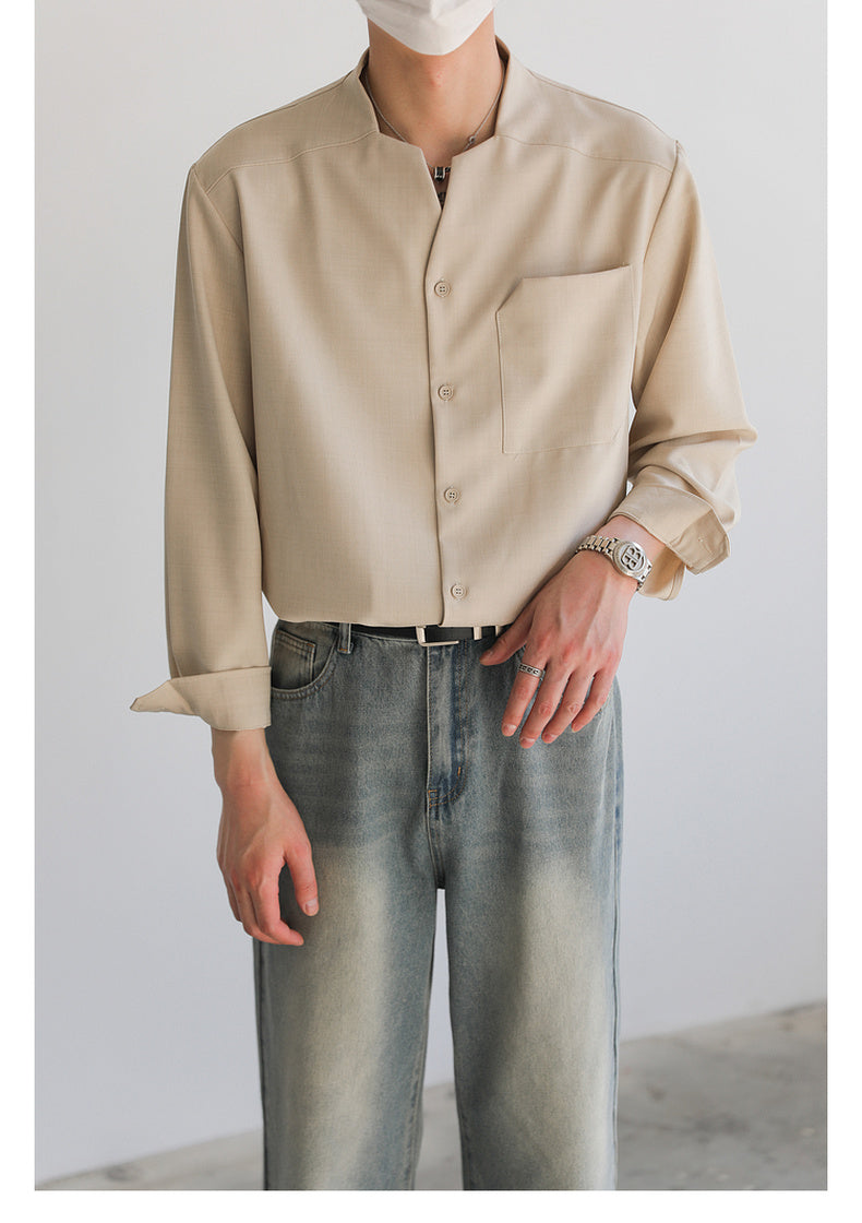 Collarless long sleeve shirt M245