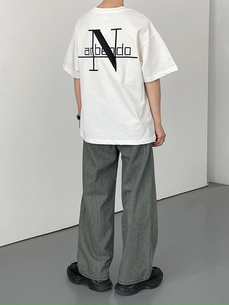 Monogram embroidery short sleeve T-shirt M317