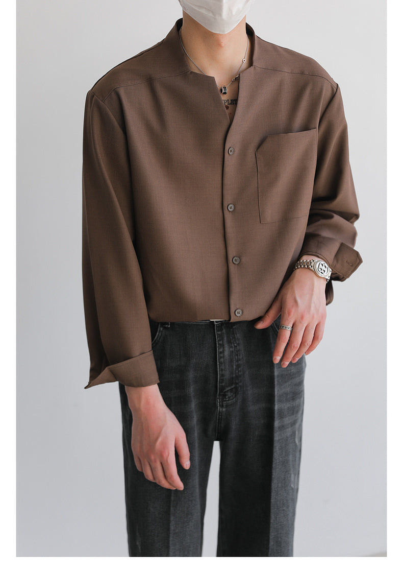 Collarless long sleeve shirt M245