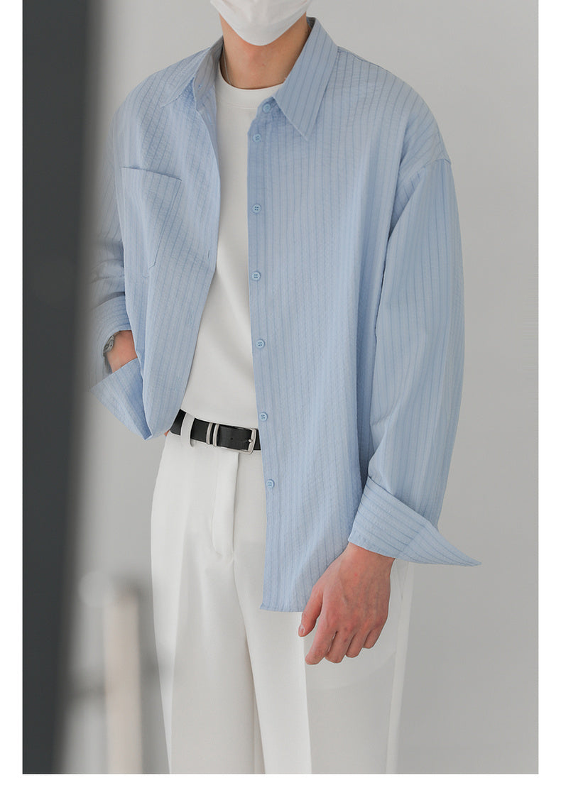 Vertical striped long sleeve shirt M265