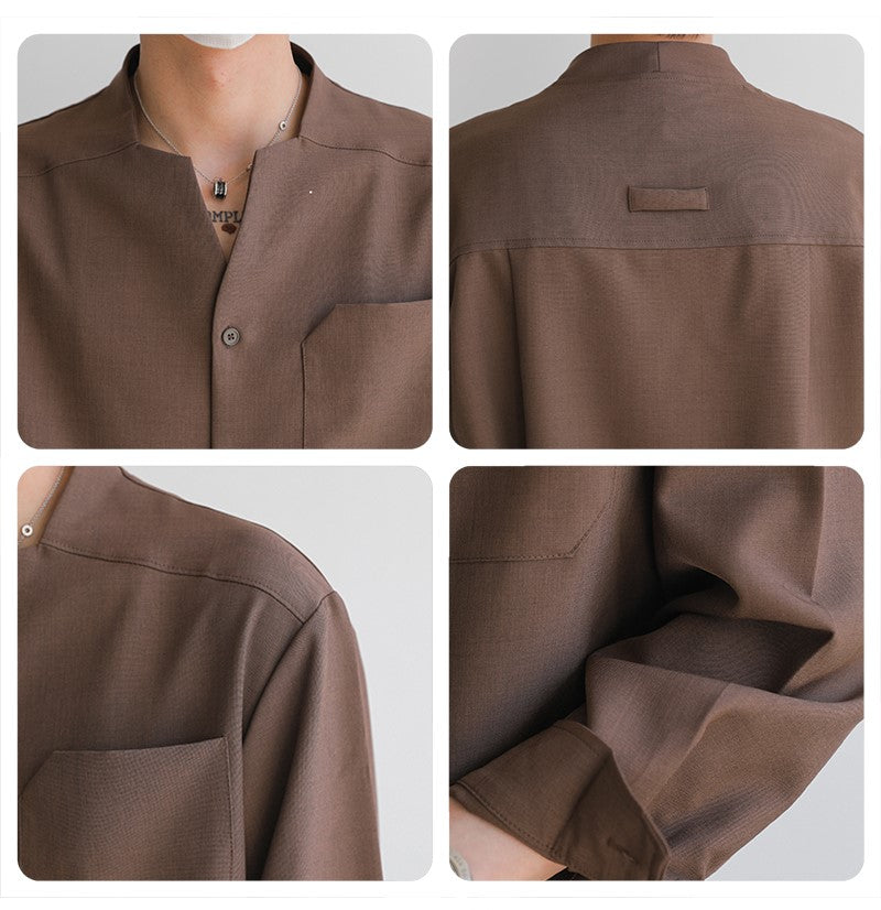 Collarless long sleeve shirt M245