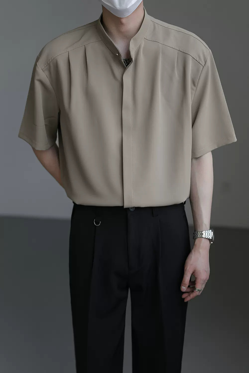 Stand-up collar short-sleeved T-shirt M254