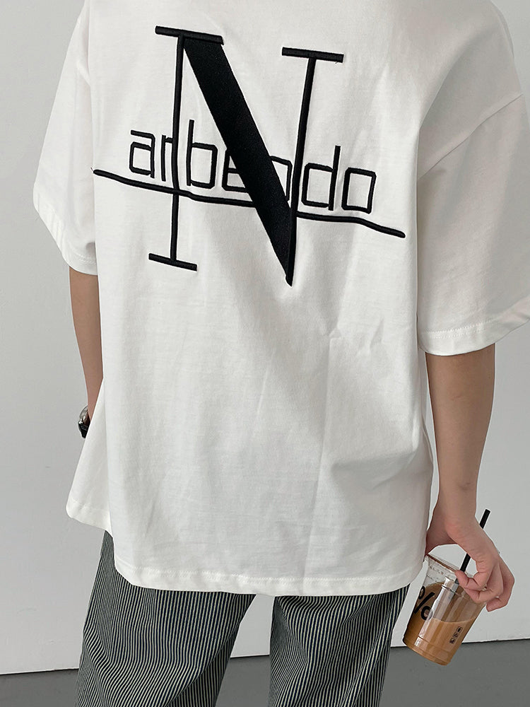 Monogram embroidery short sleeve T-shirt M317