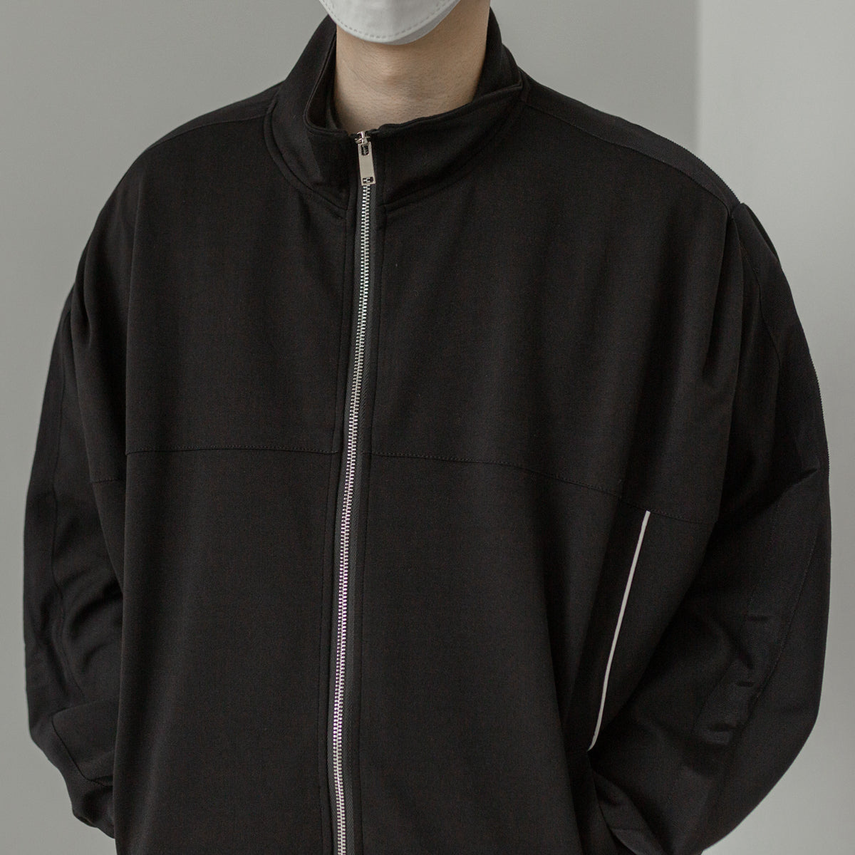 Standing collar black jacket M152